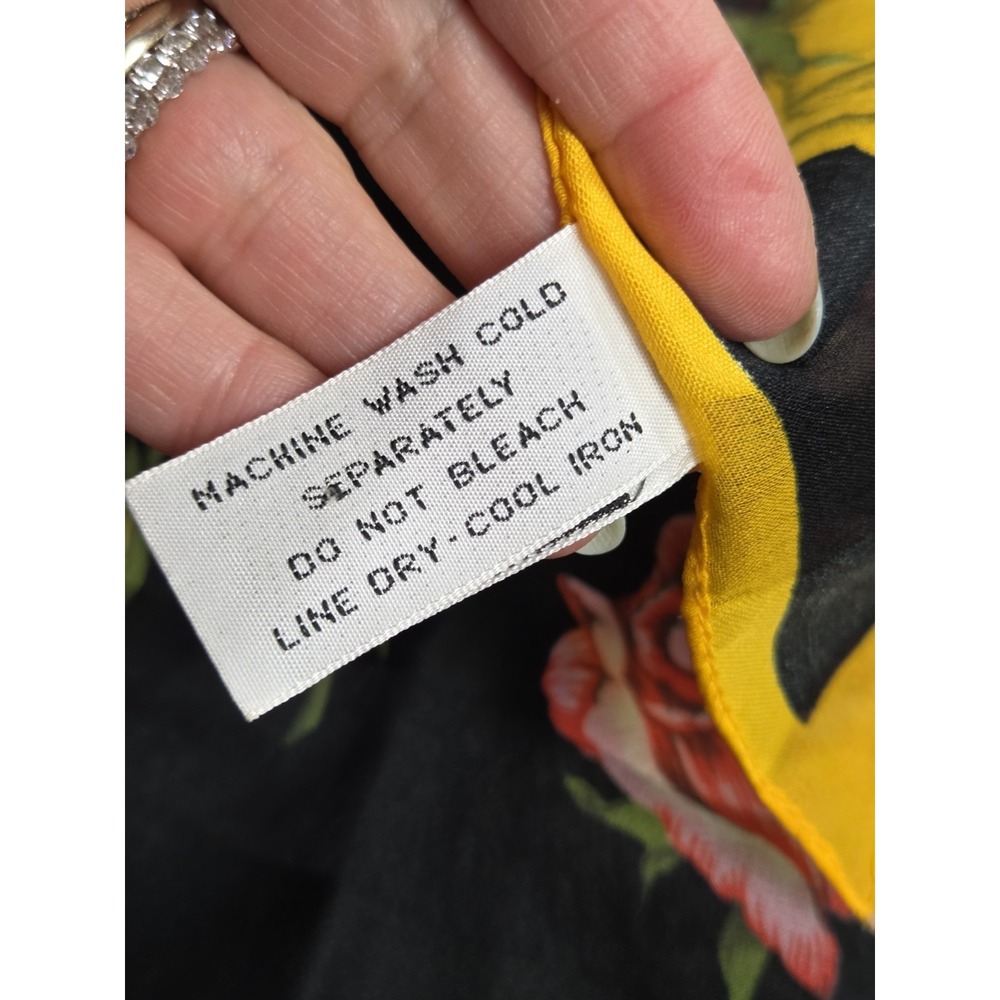 Kathie Lee Gifford Polyester Scarf Square Floral Black Yellow Pink 20x20 - Picture 5 of 10